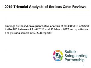 2019 Triennial Analysis of Serious Case Reviews Findings