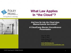 What Law Applies In the Cloud And how