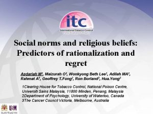 Social norms and religious beliefs Predictors of rationalization