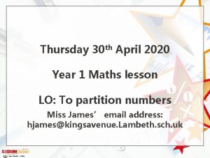 Thursday 30 th April 2020 Year 1 Maths