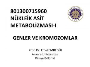 801300715960 NKLEK AST METABOLZMASII GENLER VE KROMOZOMLAR Prof