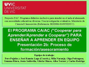 Proyecto PAC Programa didctico inclusivo para atender en