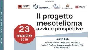 UNIVERSITY OF TORINO DEPARTMENT OF ONCOLOGY Luisella Righi