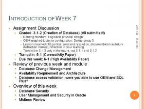 INTRODUCTION OF WEEK 7 Assignment Discussion Graded 3