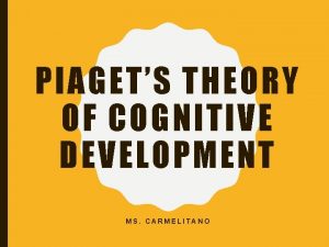 PIAGETS THEORY OF COGNITIVE DEVELOPMENT MS CARMELITANO JEAN