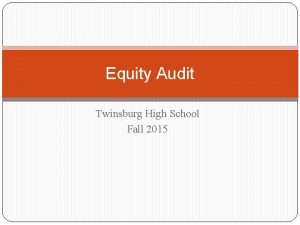 Equity Audit Twinsburg High School Fall 2015 PART