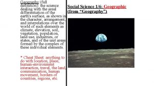 Geography full definition the science Social Science 16