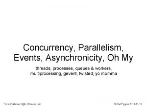 Concurrency Parallelism Events Asynchronicity Oh My threads processes