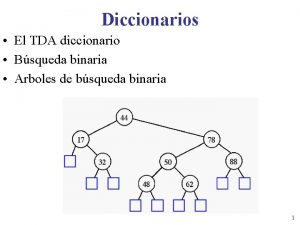 Diccionarios El TDA diccionario Bsqueda binaria Arboles de