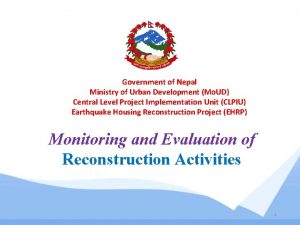 Government of Nepal Ministry of Urban Development Mo