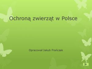 Ochron zwierzt w Polsce Opracowa Jakub Fraczak Spis