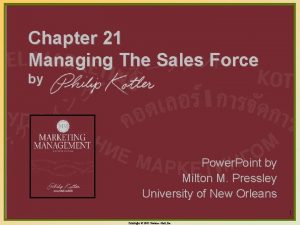 Chapter 21 Managing The Sales Force by Power