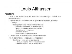 Louis Althusser FOR MARX How do you watch