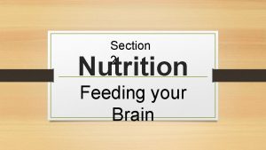 Section 2 Nutrition Feeding your Brain Feeding the