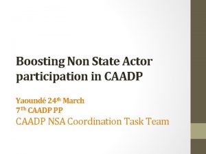 Boosting Non State Actor participation in CAADP Yaound