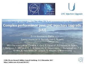 Complex performance post LHC Injectors Upgrade LIU Eirini