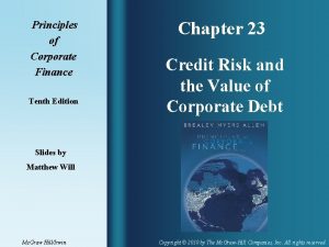 Principles of Corporate Finance Tenth Edition Chapter 23