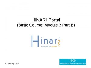 HINARI Portal Basic Course Module 3 Part B