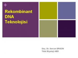 Rekombinant DNA Teknolojisi Do Dr Sercan ERGN Tbbi