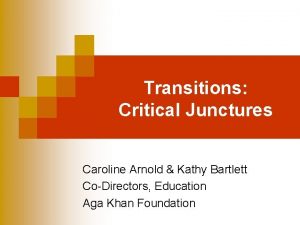 Transitions Critical Junctures Caroline Arnold Kathy Bartlett CoDirectors