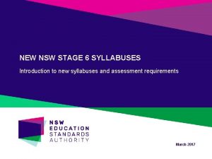 NEW NSW STAGE 6 SYLLABUSES Introduction to new