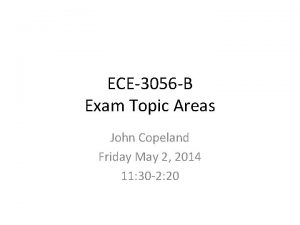 ECE3056 B Exam Topic Areas John Copeland Friday