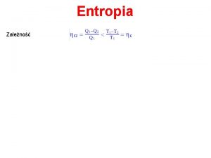 Entropia Zaleno Entropia Zaleno moemy zapisa jako Entropia