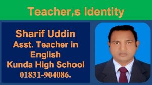 Teachers Identity Sharif Uddin Asst Teacher in English