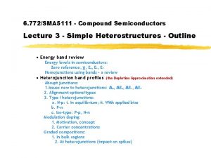 6 772SMA 5111 Compound Semiconductors Lecture 3 Simple