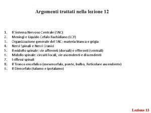 Argomenti trattati nella lezione 12 1 2 3