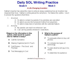 Daily SOL Writing Practice Grade 8 Week 3