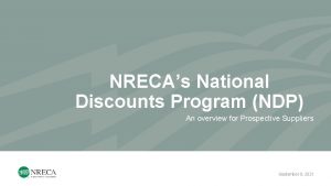 NRECAs National Discounts Program NDP An overview for