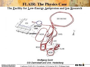 FLAIR The Physics Case The Facility for LowEnergy