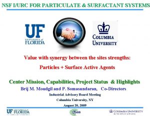 NSF IURC FOR PARTICULATE SURFACTANT SYSTEMS Value with