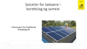 Solceller for beboere i borettslag og sameie Informasjon