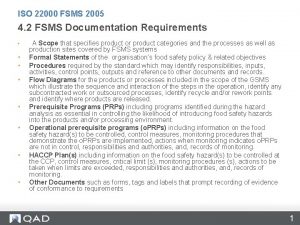 ISO 22000 FSMS 2005 4 2 FSMS Documentation