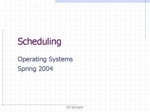 Scheduling Operating Systems Spring 2004 OS Spring 04