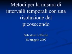 Metodi per la misura di intervalli temporali con