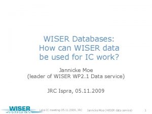 WISER Databases How can WISER data be used