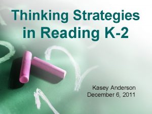 Thinking Strategies in Reading K2 Kasey Anderson December