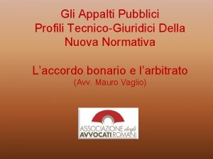 Gli Appalti Pubblici Profili TecnicoGiuridici Della Nuova Normativa