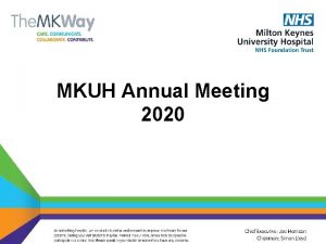 MKUH Annual Meeting 2020 Welcome and Opening Address