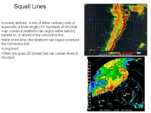 Squall Lines Loosely defined A line of either