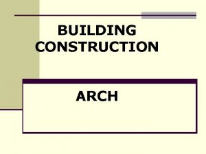 BUILDING CONSTRUCTION ARCH Arch q A curved structure