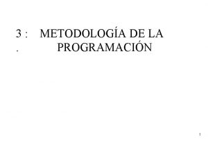 3 METODOLOGA DE LA PROGRAMACIN 1 Metodologa de