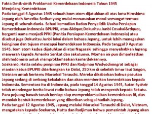 Fakta Detikdetik Proklamasi Kemerdekaan Indonesia Tahun 1945 Menjelang