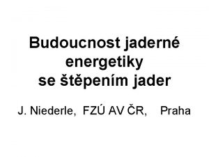 Budoucnost jadern energetiky se tpenm jader J Niederle