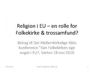 Religion i EU en rolle for Folkekirke trossamfund