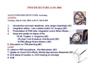 FWD DETECTORS 11 03 2003 ALICE FORWARD DETECTORS