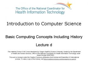 Introduction to Computer Science Basic Computing Concepts Including